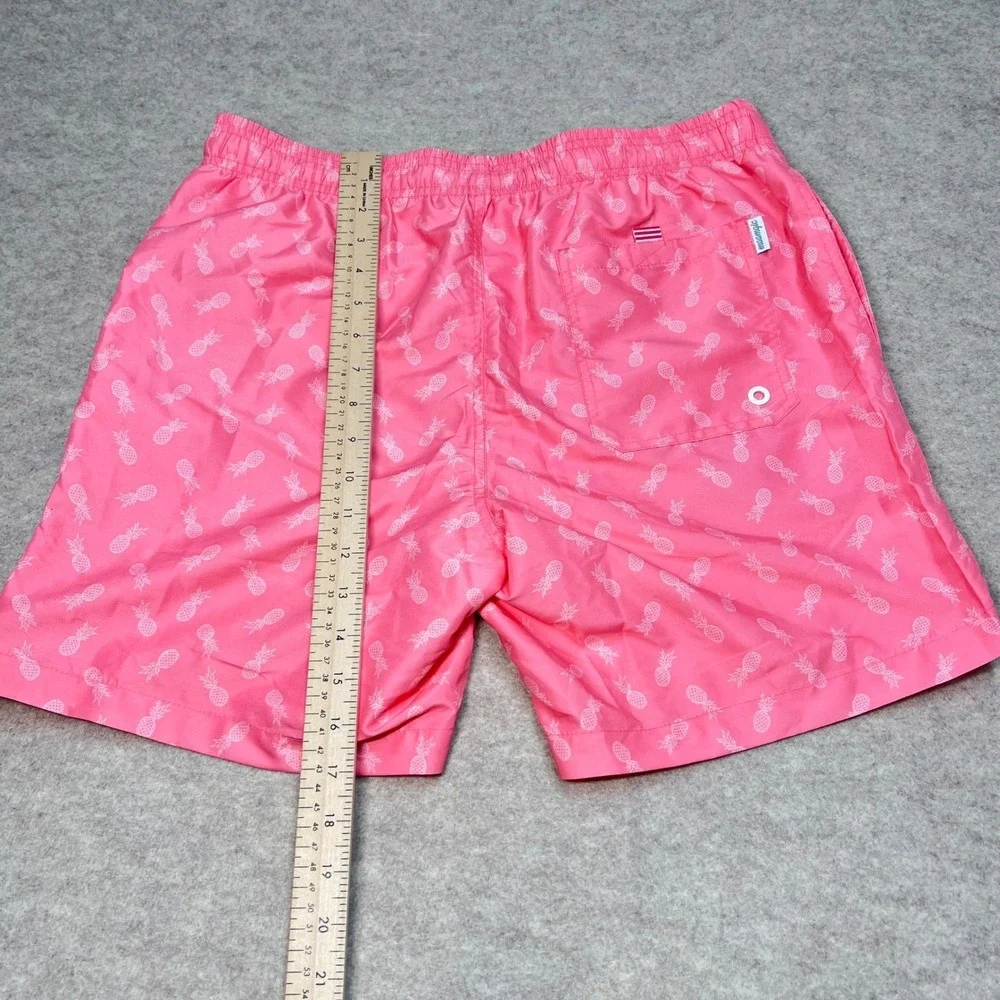 Maamgic‎ Mens Pink Pineapple Print Swim Trunks Mesh Lined Board Shorts Sz Medium